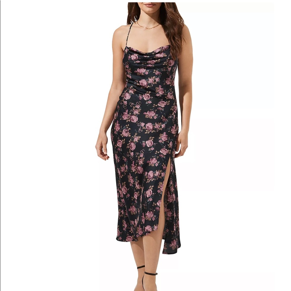 ASTR Cowl Neck Floral Dress